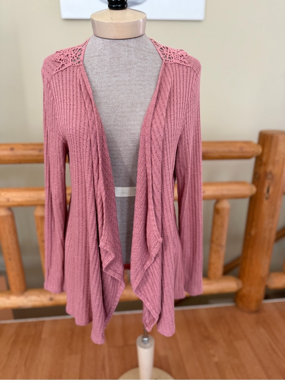 Knox Rose Mauve Crochet Back Boho Tunic Top Size Medium - Picture 3 of 8